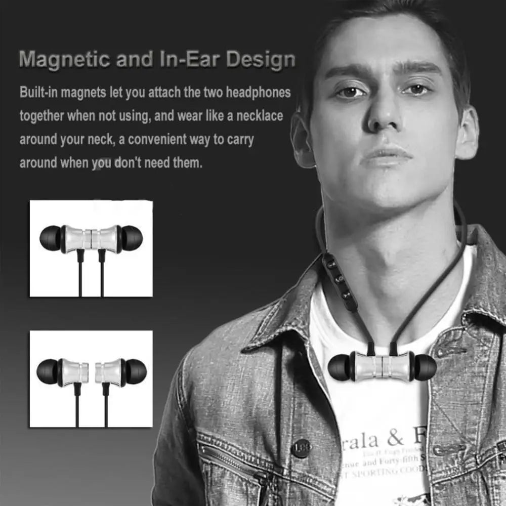 Magnetic Wireless Bluetooth Earphone In-Ear Stereo Music Headset Sport Earbud Earpiece With Microphone Universal Headphone